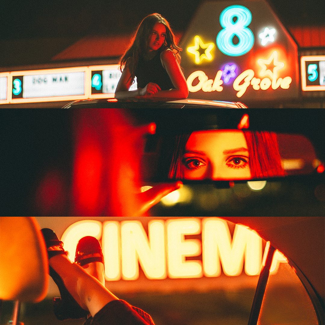 Cinematic Portraits with Vintage Flair by a Movie Theater